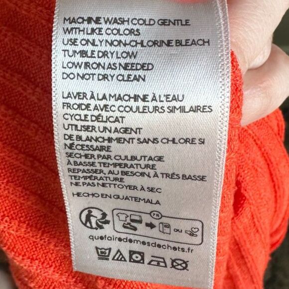 Pilcro Women's Mock Neck Dolman Sleeve Ribbed Orange Cropped Sweater Size XL - Picture 10 of 11